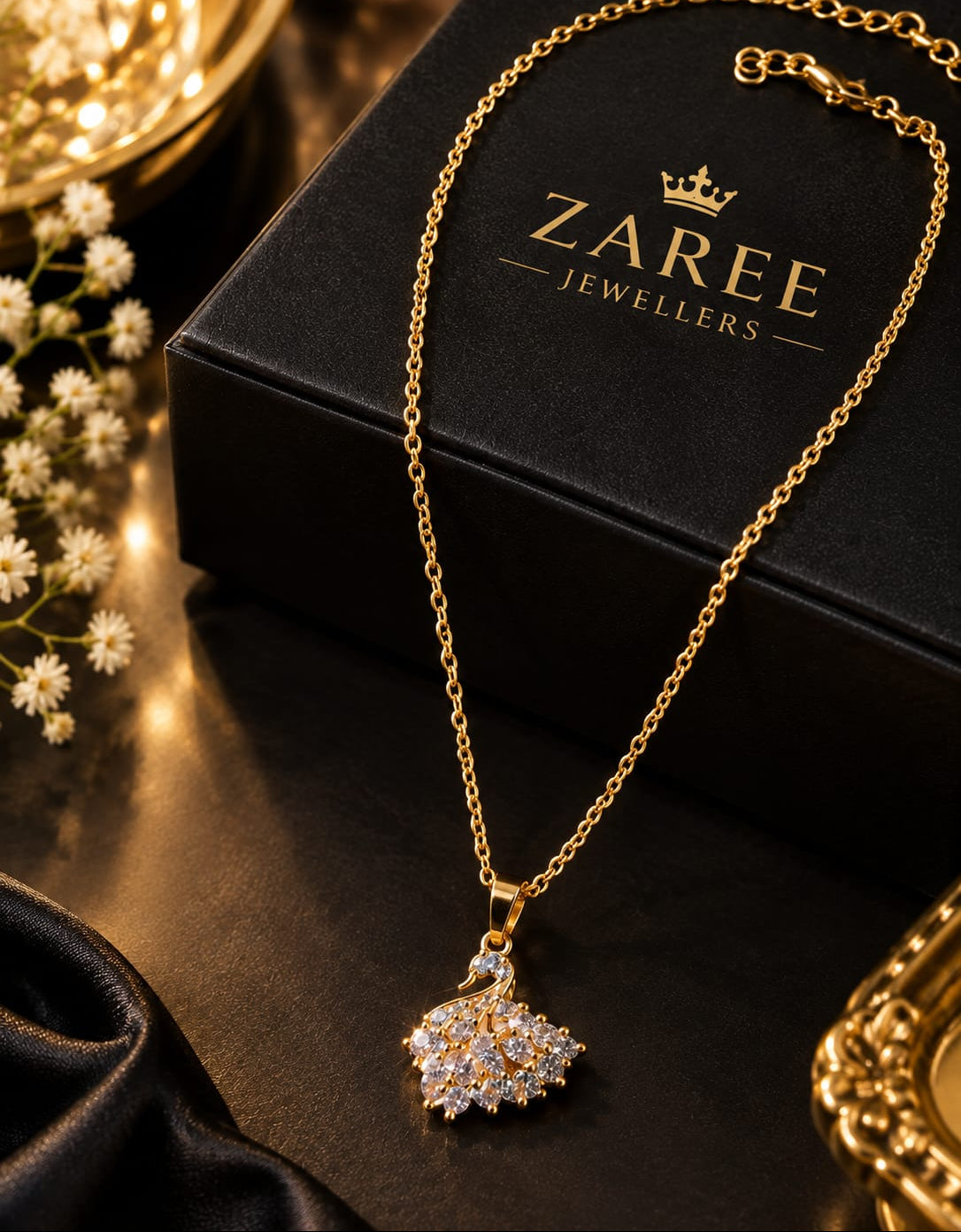 Royal Sawan Stone Pendant Necklace ; Gold PLated
