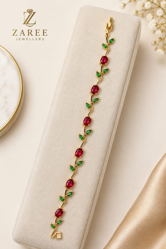 Tulip Crystal Bracelet /Rose gold pink stone