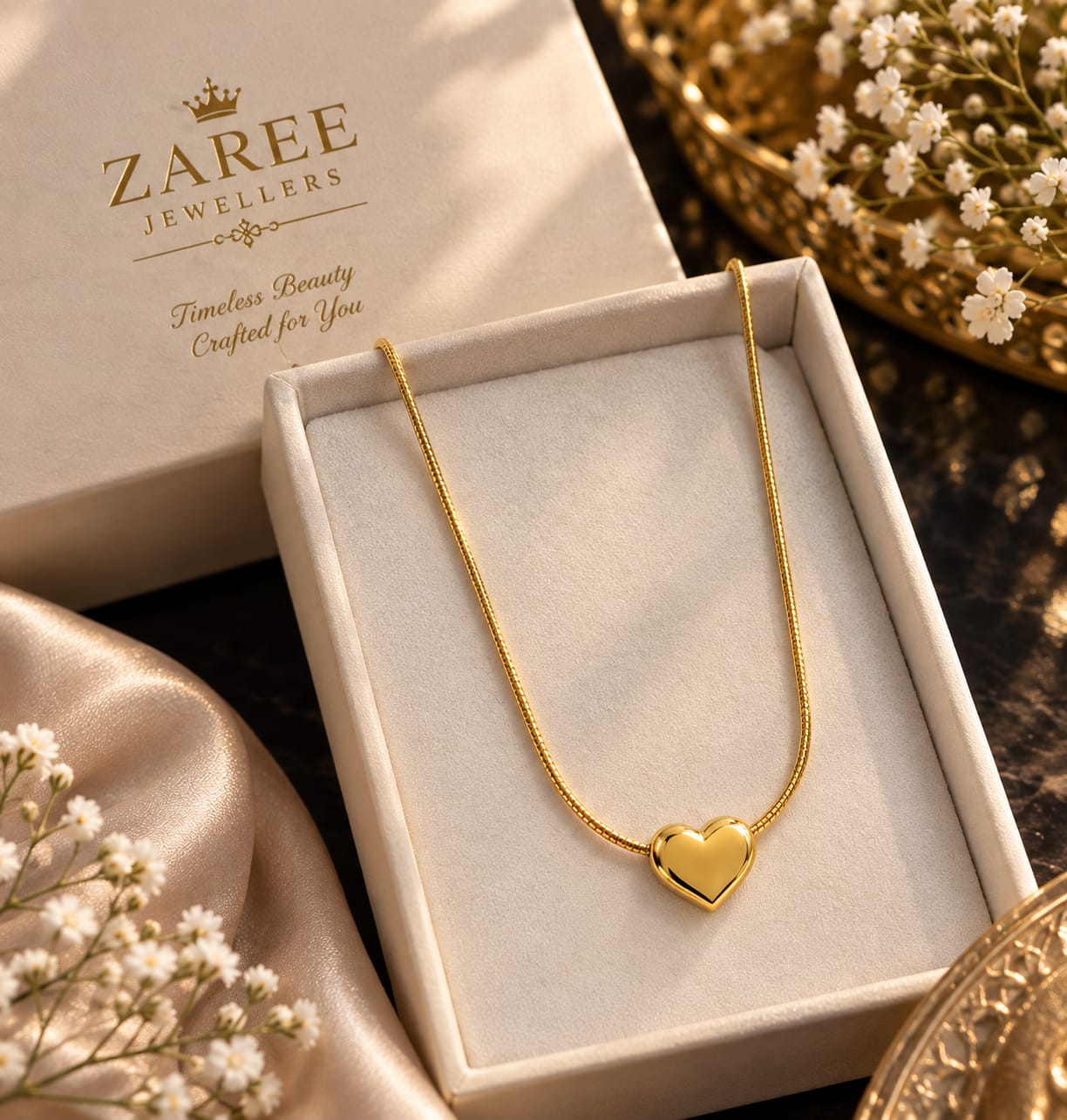 Gold Heart Pendant Necklace