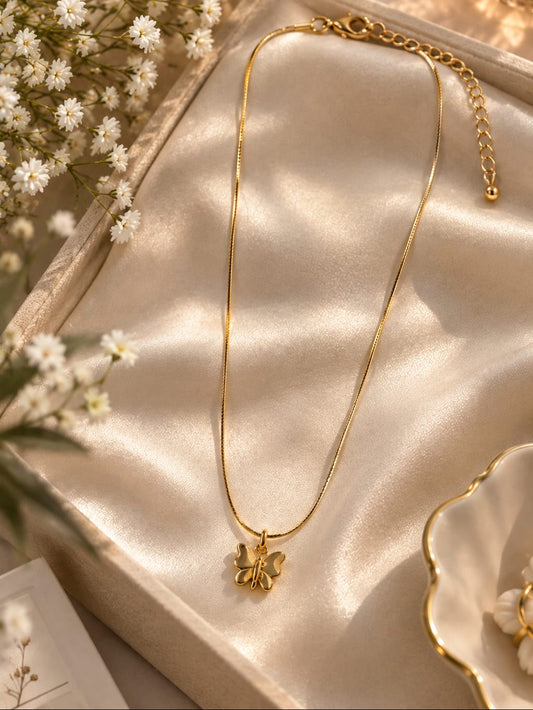 Golden Butterfly Pendant Necklace