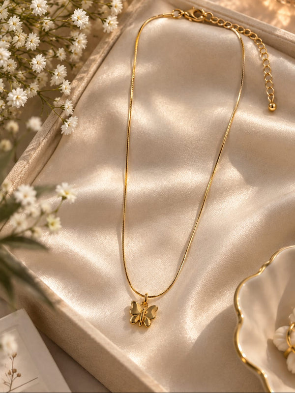Golden Butterfly Pendant Necklace