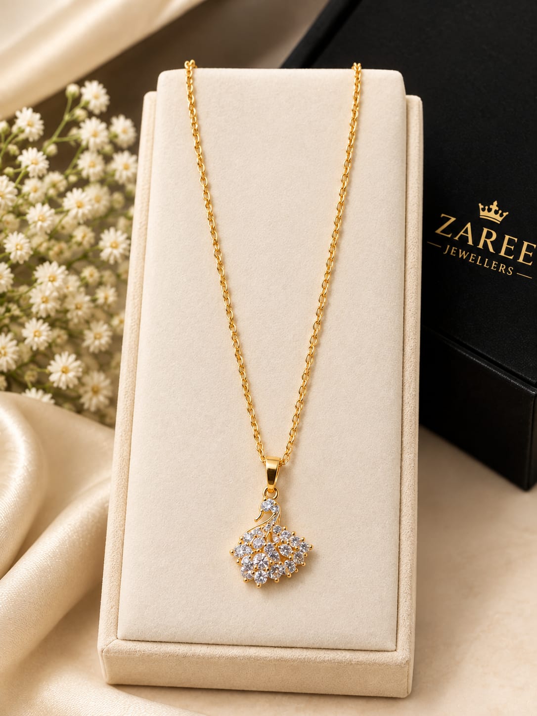 Royal Sawan Stone Pendant Necklace ; Gold PLated