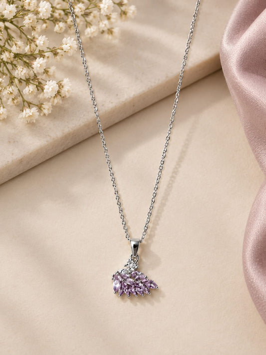 Lavender Bloom Wing Pendant Necklace