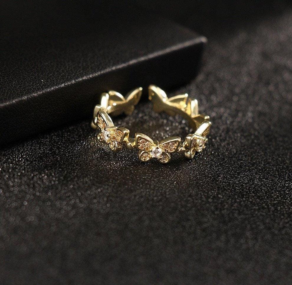 Golden Butterfly Ring Adjustable